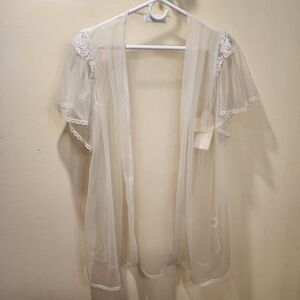 VAL MODE White Nylon Open Front Sheer Lengerie Petite 6 NWT